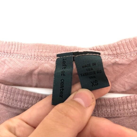 LEFT OF CENTER ANTHROPOLOGIE Rose Pink Asymmetrical Cotton Long Sleeve Top XS - Picture 5 of 10